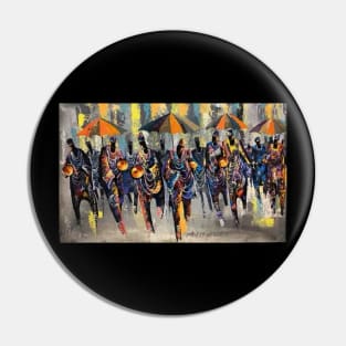 African Artwork, African People, Music and Dancing Pin