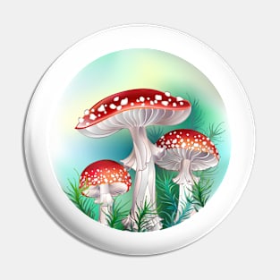 Red fly agarics in circle Pin