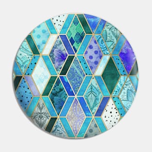 Sapphire & Emerald Diamond Patchwork Pattern Pin