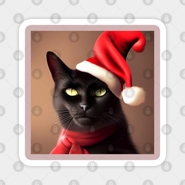 Cute cat with santa hat Magnet by Blossom Self Care