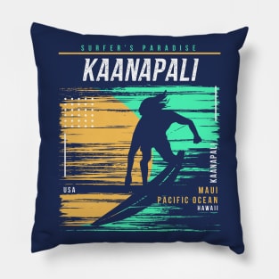 Retro Surfing Kaanapali Maui Hawaii // Vintage Surfer Beach // Surfer's Paradise Pillow