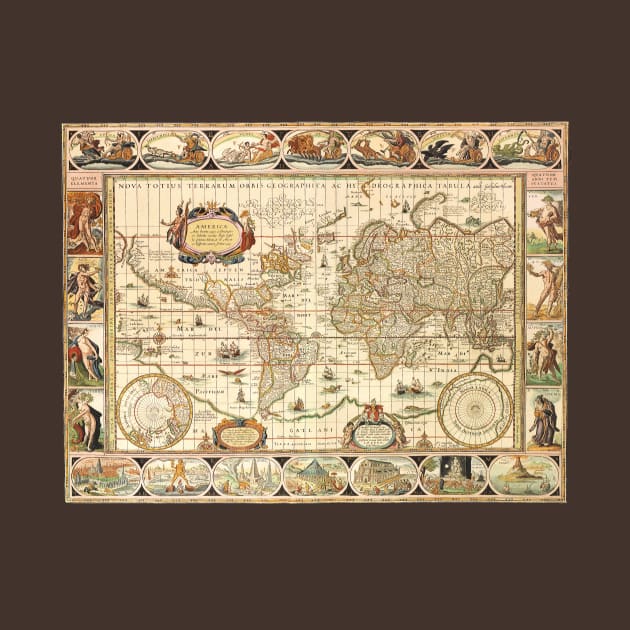 Antique Old World Map by Willem Blaeu, c. 1630 by MasterpieceCafe