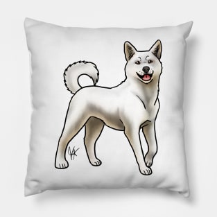 Dog - Korean Jindo - White Pillow