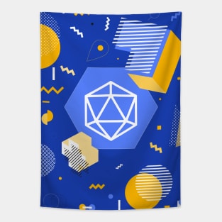 Polyhedral Dice Set Memphis Design Blue Tabletop RPG Tapestry