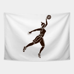 silhouette of female basketball player Tapestry