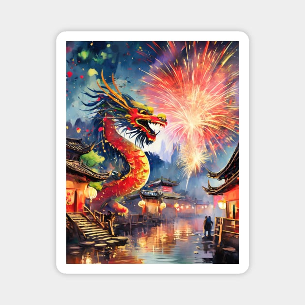 Chinese dragon new year Magnet by psychoshadow