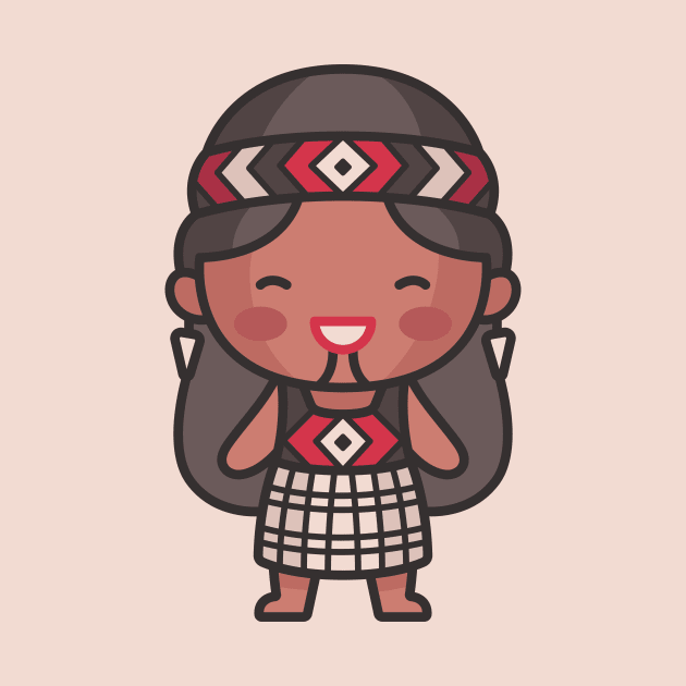 Cute Maori Girl Cartoon Character by SLAG_Creative