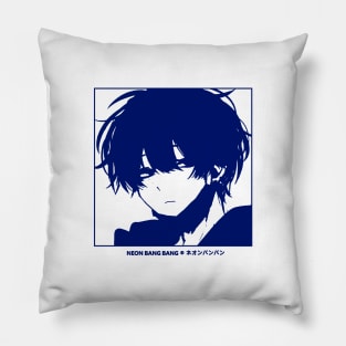 Edgy Anime Boy - Black and White Manga Aesthetic Pillow