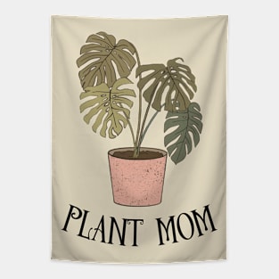 Plant Mom - Boho Monstera Plant (Black) Tapestry