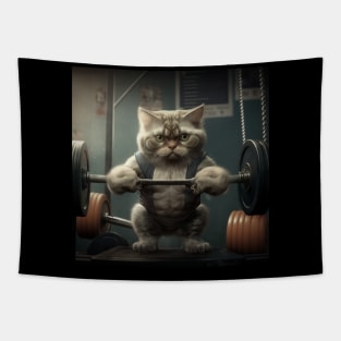 Cat fitness at gym sport bodybuilding lover Tapestry