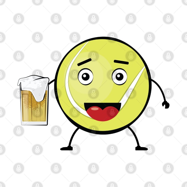 Tennis Ball Drinking Beer - Funny Character by DesignWood-Sport