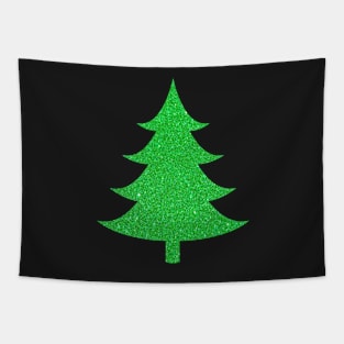 Minimalistic Green Faux Glitter Christmas Tree Tapestry