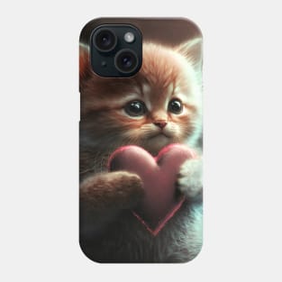 Valentine kitten with a heart Phone Case