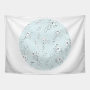 Flowers on pastel blue Tapestry