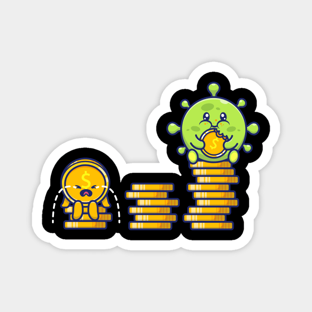 Cute virus with money 5 Magnet by Catalyst Labs