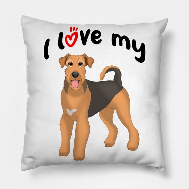 I Love My Airedale Dog Pillow by millersye