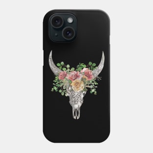 Boho Cow Skull with Floral Design ,lCountry, western style Phone Case