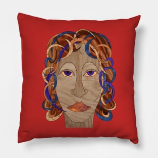 Woman with Blue Eyes Pillow