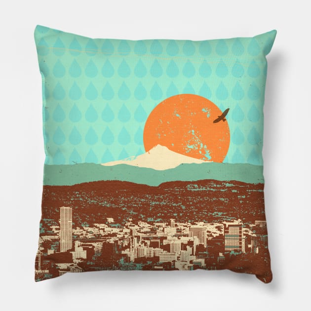 PORTLAND RAIN Pillow by Showdeer