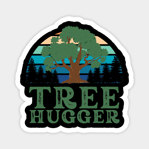 Tree Hugger Retro - Earth Day Magnet by Ivanapcm