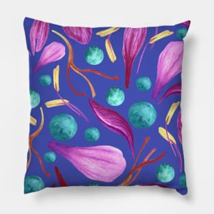 Vivid Saffron Petals - Velvet, Turquoise Green and Blue Pillow