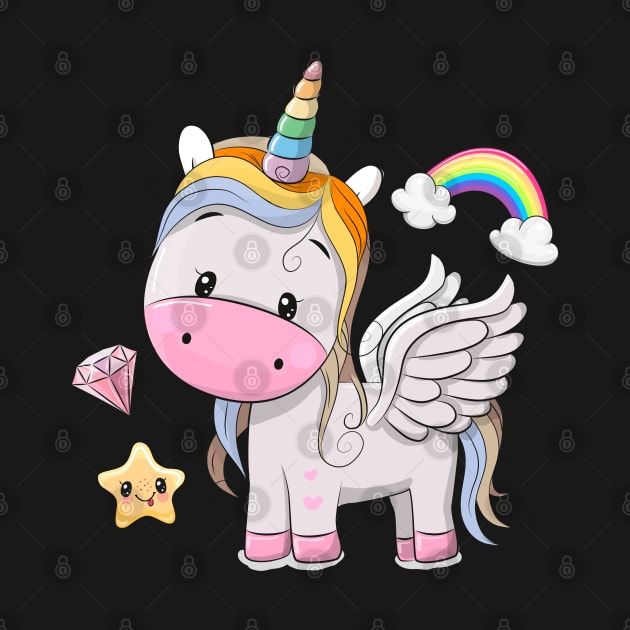 Cute baby Pegasus unicorn with a rainbow. by Reginast777