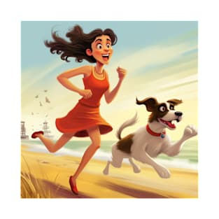 Running on the Beach with her pal T-Shirt