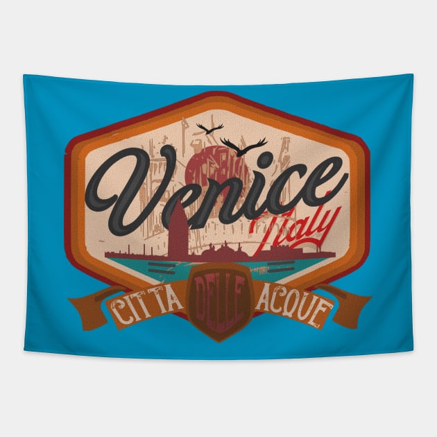 Venice Italy vintage label logo Tapestry by SpaceWiz95