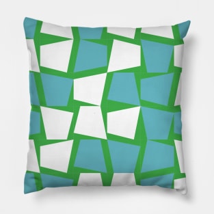 Blue, White and Green Tiles Pillow