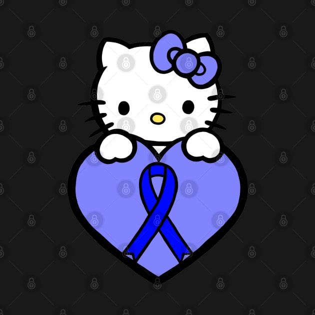 Cartoon cat awareness ribbon (blue) by CaitlynConnor