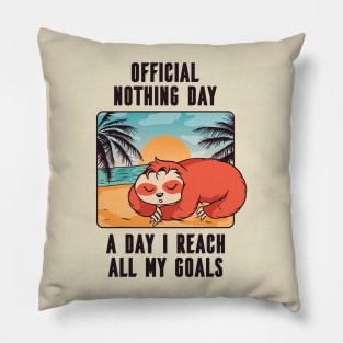 Cute Lazy Beach Sloth Nothing Day Design Pillow