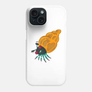 Happy Little Hermit Crab on Green Background Phone Case