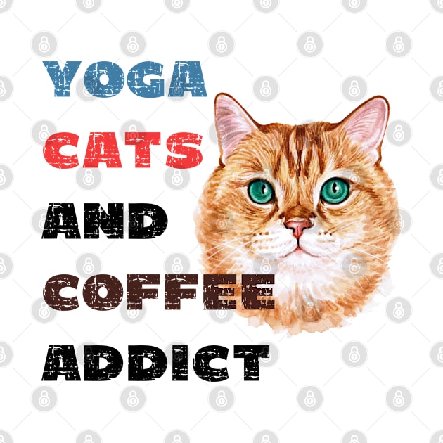 Yoga cats and coffee addict funny quote for yogi by Red Yoga