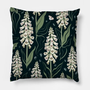 Foxgloves pattern dark Pillow