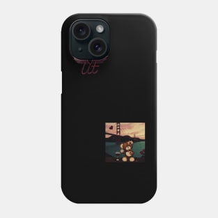 LitQ - Cute Teddy Bear drinks wine at the golden gate bridge on Valentine's Day Phone Case