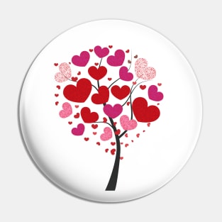 Heart tree with red shining sparkle hearts Pin