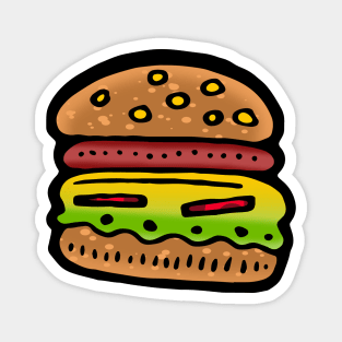 Simple Burger Cartoon Drawing Magnet