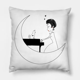 cat on the moon Pillow