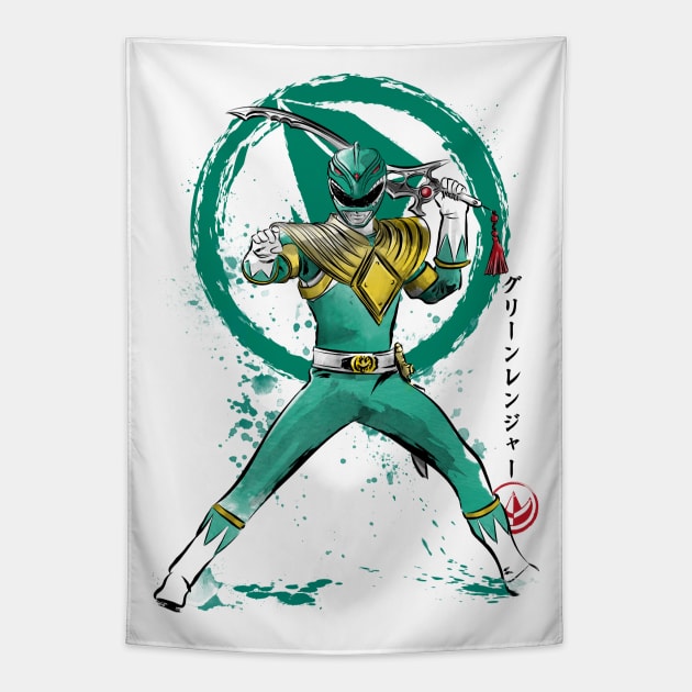 Green Ranger sumi e Tapestry by DrMonekers