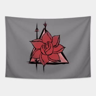 Red Flower Triangle Design Tapestry