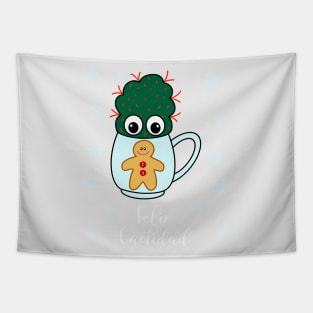 Feliz Cactidad - Small Cactus With Red Spikes In Christmas Mug Tapestry