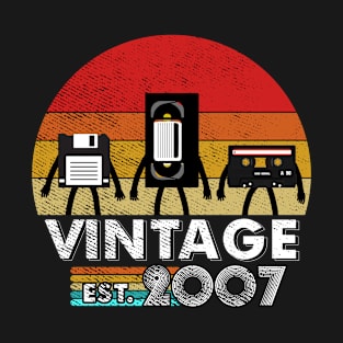 Vintage 2007 Floppy Disk VHS Cassette Tape 80s 90s birthday T-Shirt