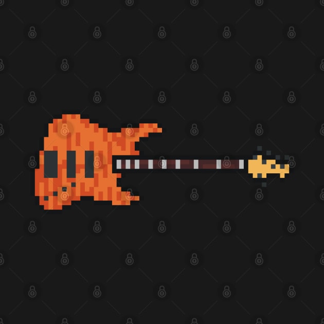 Pixel NYC Orange Striped Bass Guitar by gkillerb