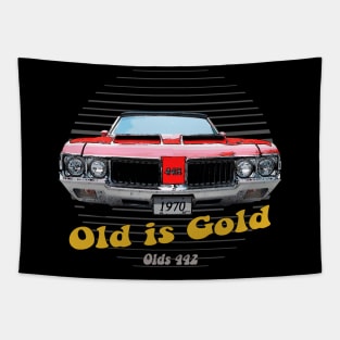 Olds 442 American Muscle Car Old is Gold Tapestry