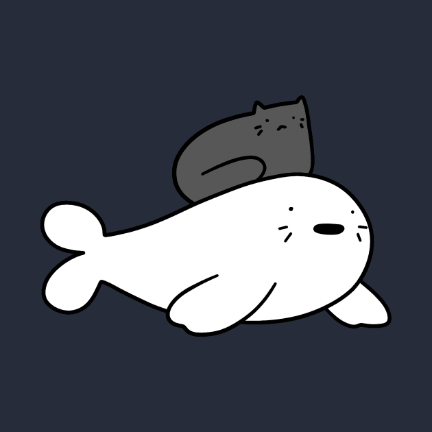 Black Cat and Baby Harp Seal by saradaboru