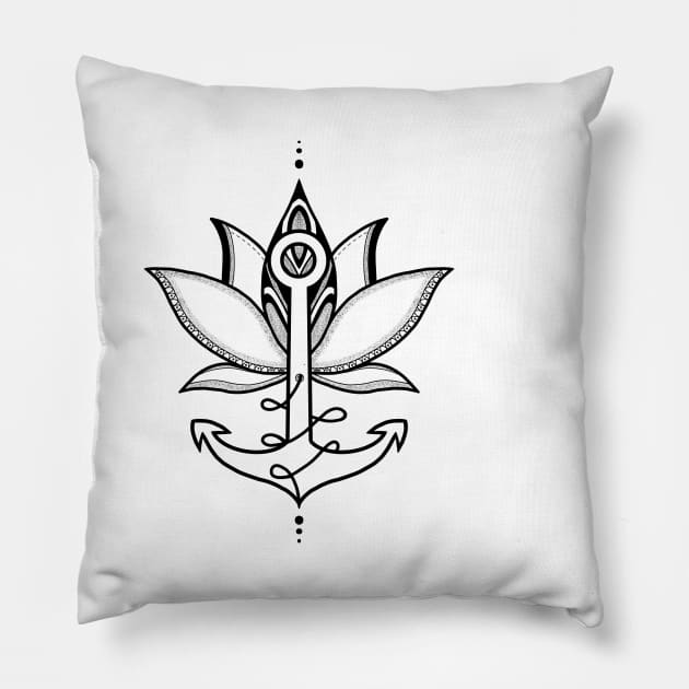 Anchor in Mandala Style Pillow by Justanotherillusion