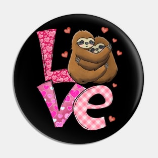 Love Heart Couple Sloth Valentine Day Pin