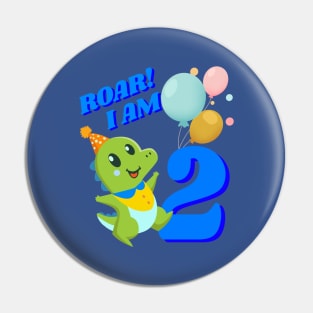 2nd Birthday Child Kid Dino Dinosaur ROAR Pin