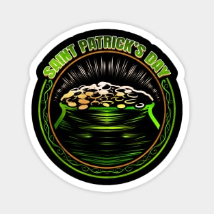 Pot Of Gold Logo For St Patricks Day Magnet
