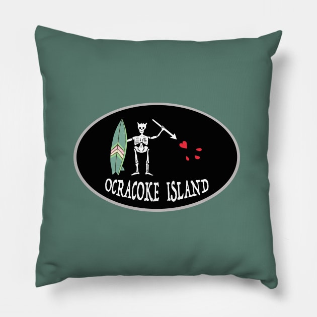 Blackbeard's Flag Surfboard Pillow by Trent Tides